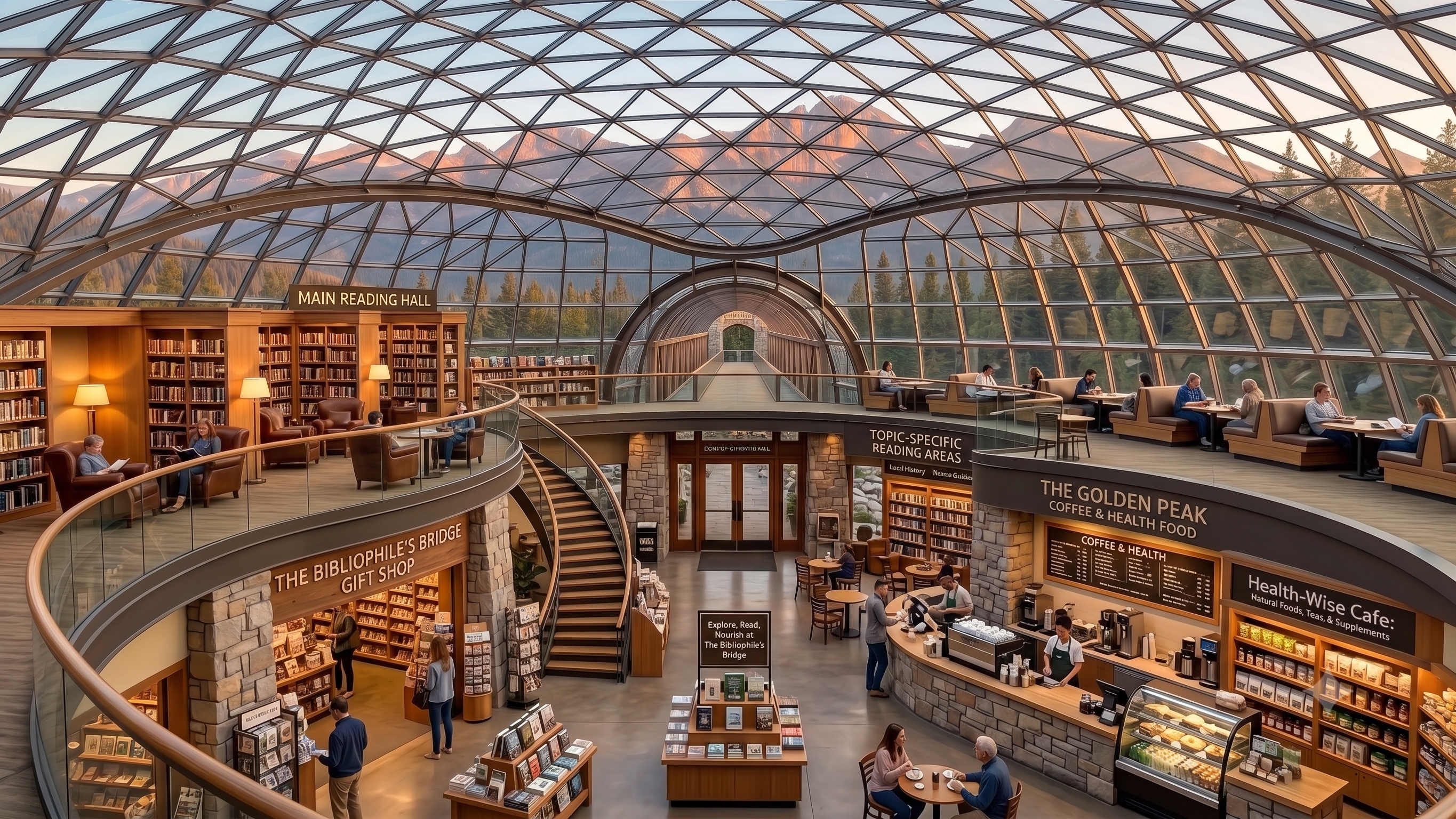 The Bibliophile's Bridge Bookstore Interior Concourse